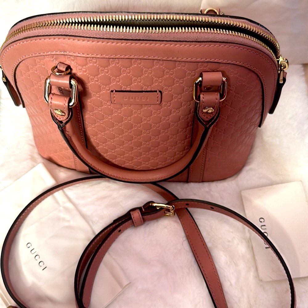 💯 Gucci 🌸 Mini Mauve Pink Crossbody Bag - Picture 3 of 13